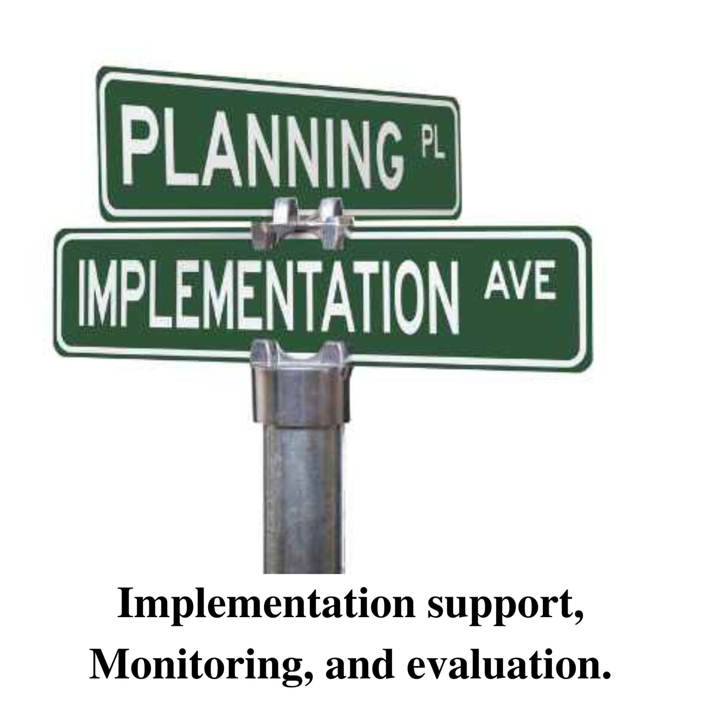 Implementation support, monitoring, and evaluation.